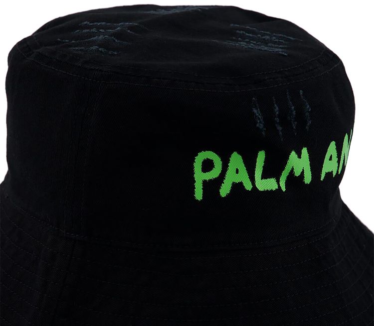Palm Angels Seasonal Logo Bucket Hat BlackGreen Fluo