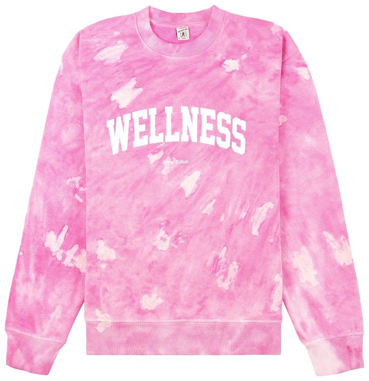 Sporty  Rich Wellness Ivy Tie Dye Crewneck TaffyWhite