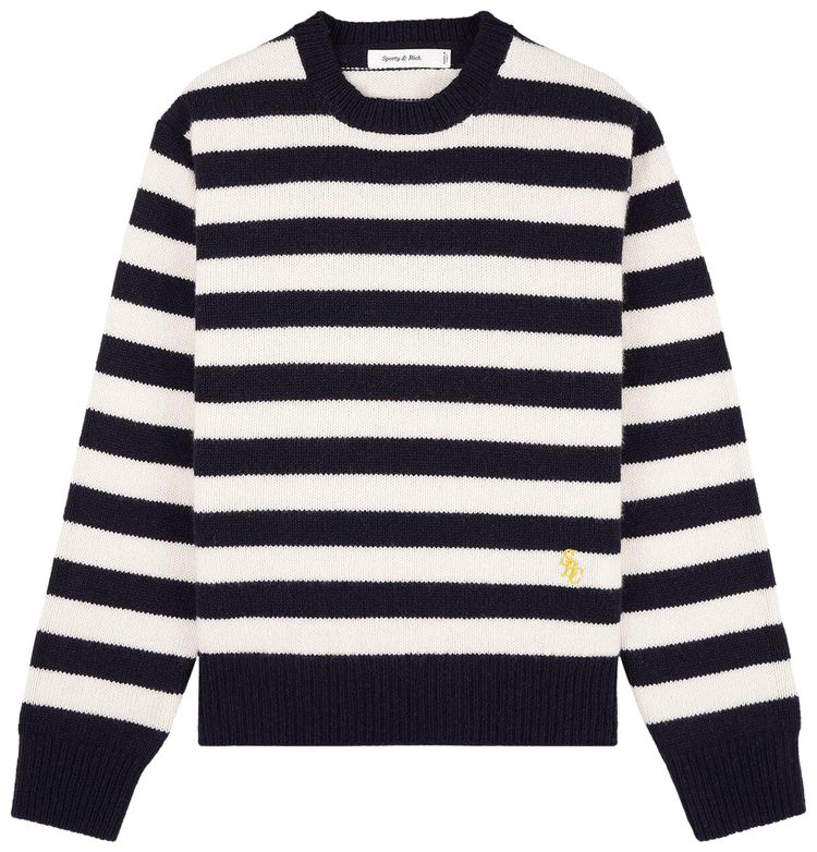 Sporty  Rich SRC Wool Crewneck NavyEcru Stripe