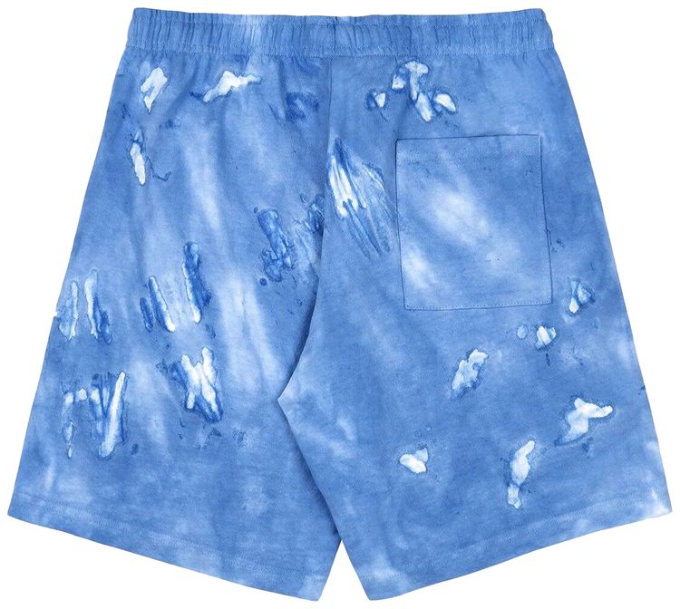 Sporty  Rich Serif Logo Embroidered Tie Dye Gym Short HydrangeaWhite