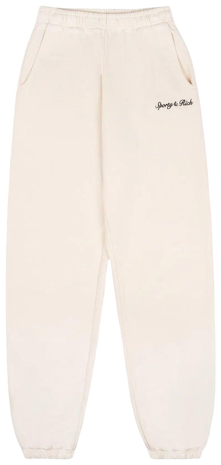 Sporty  Rich Syracuse Embroidered Sweatpant Cream