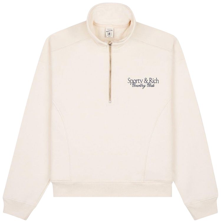 Sporty  Rich Country Club Quarter Zip CreamNavy