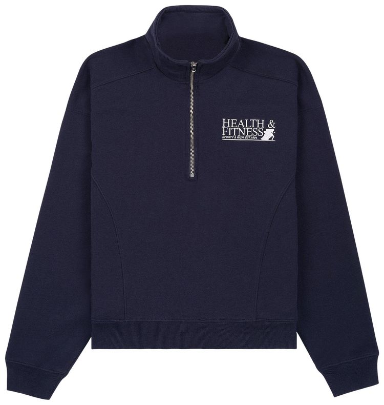 Sporty  Rich Health  Fitness Quarter Zip NavyWhite