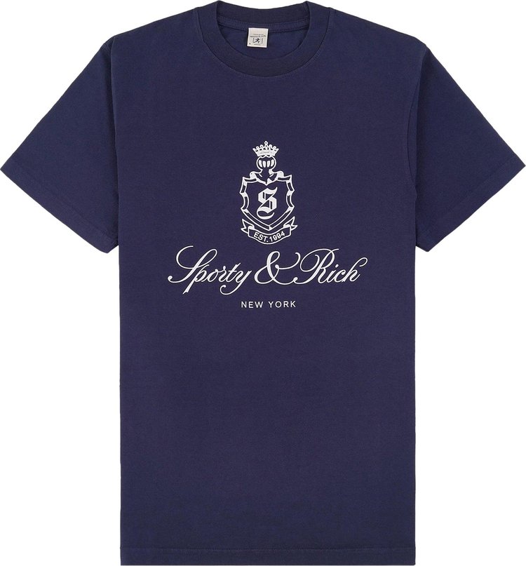 Sporty & Rich Vendome T-Shirt 'Navy/White'
