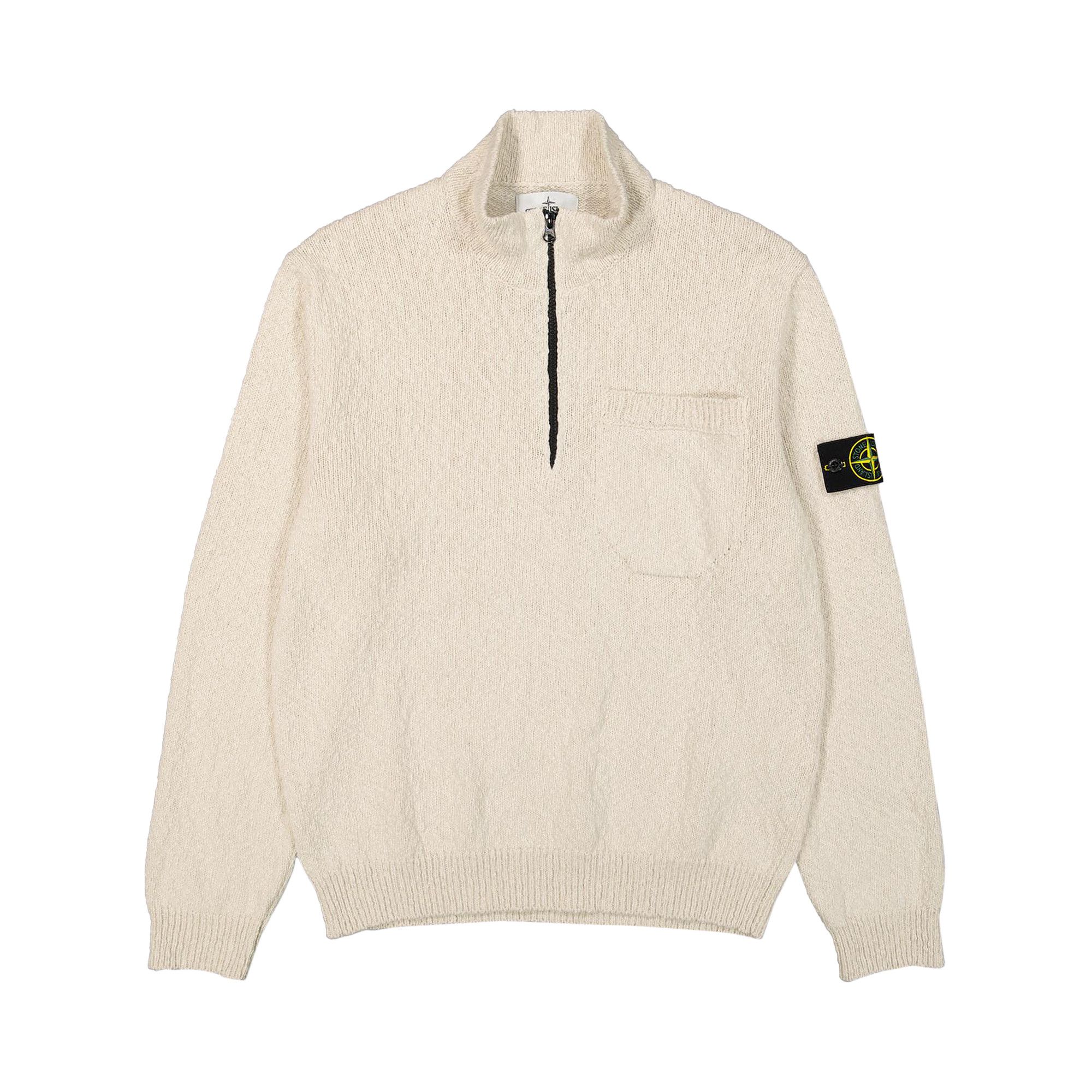 Buy Stone Island Half Zip Textured Knit Sweater Natural Beige 8015563B1 V0091 GOAT CA