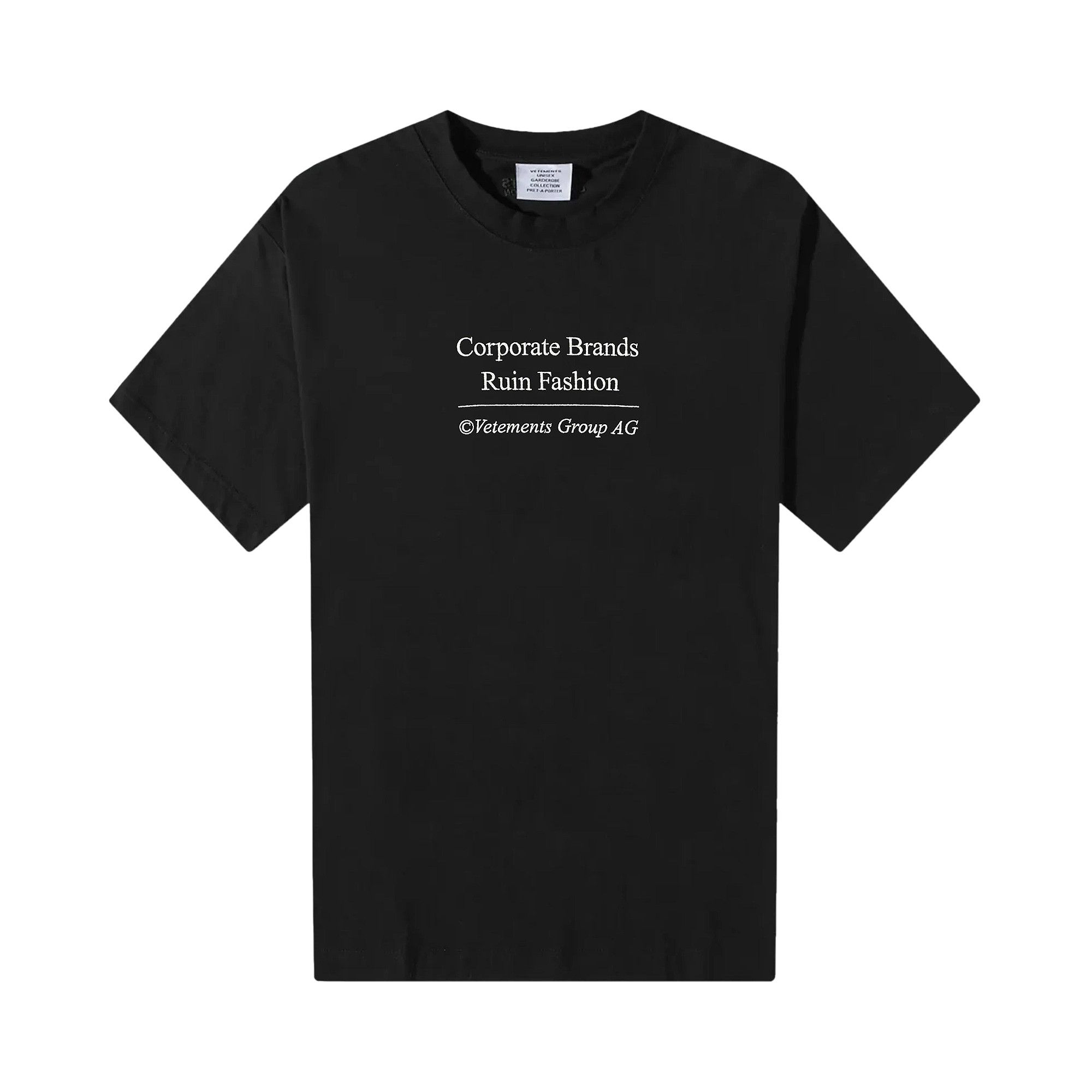 Buy Vetements Corporate Brands Ruin Fashion T-Shirt 'Black