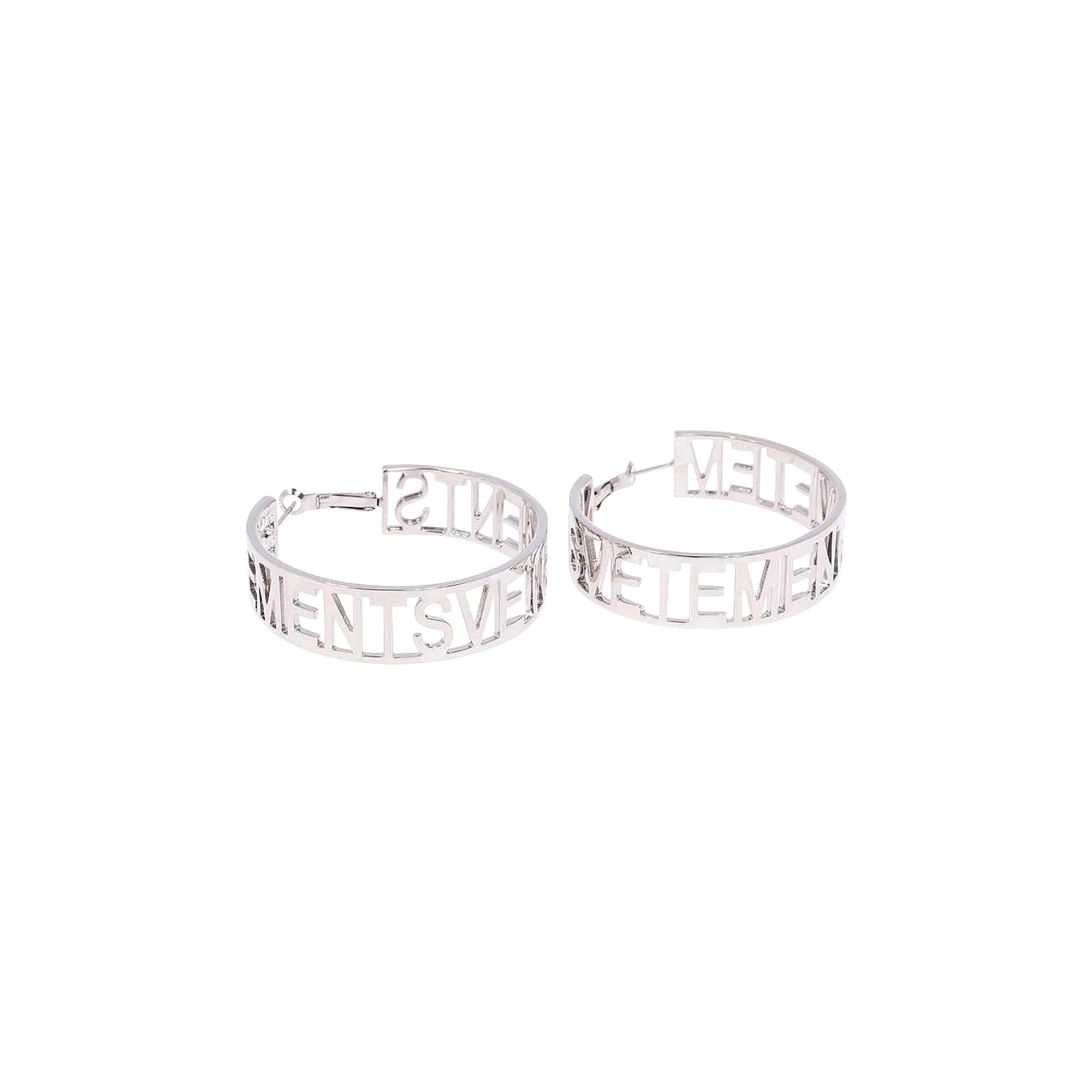 Buy Vetements Logo Hoop Earrings 'Silver' - UE63EA200S SILV