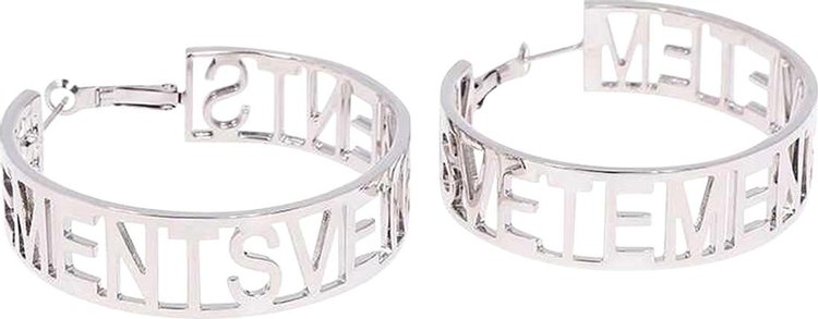 Vetements Logo Hoop Earrings 'Silver'