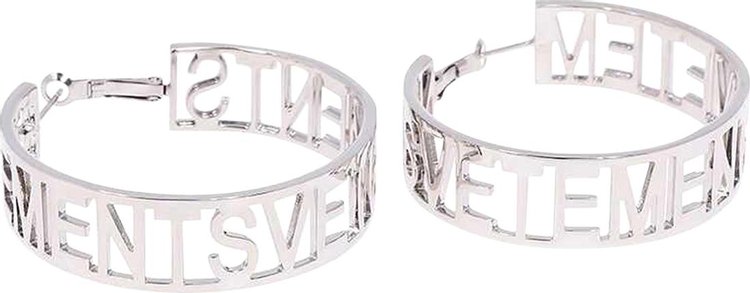 Vetements Logo Hoop Earrings Silver