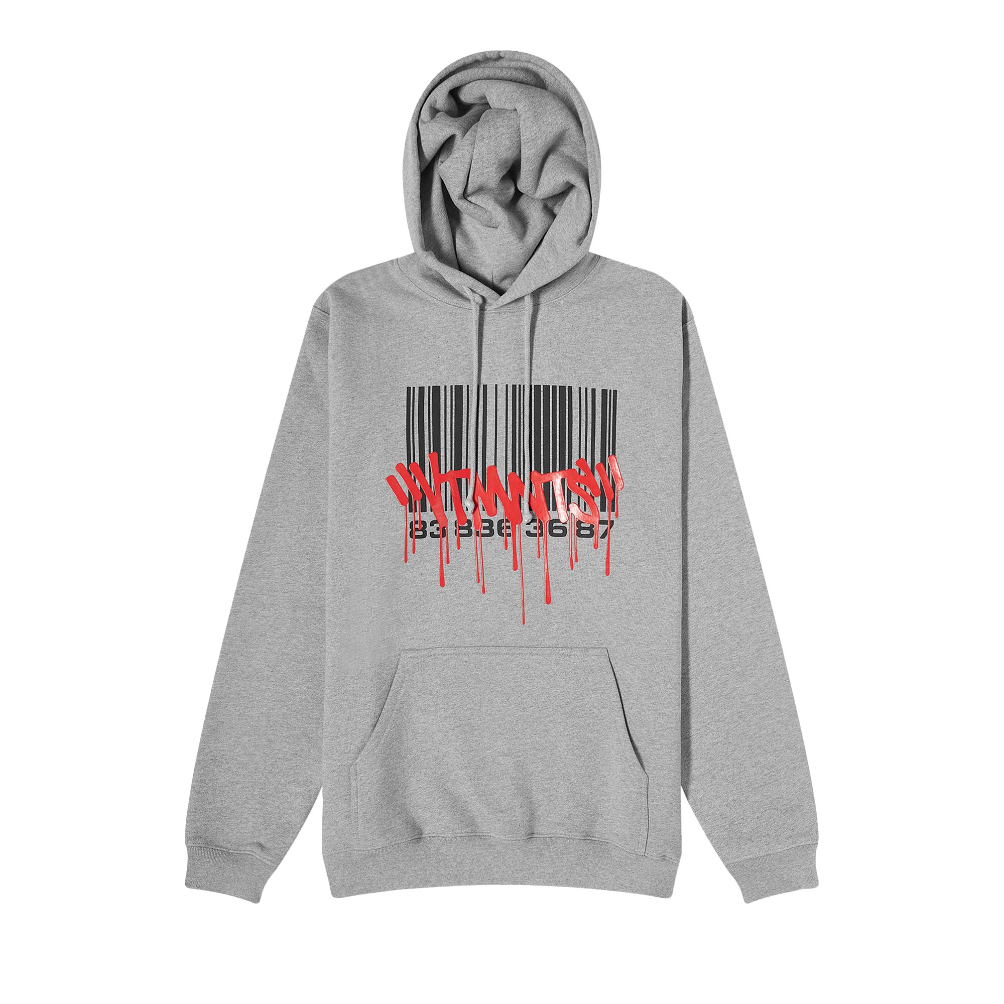 VTMNTS Graffiti Barcode Hoodie 'Grey Melange'