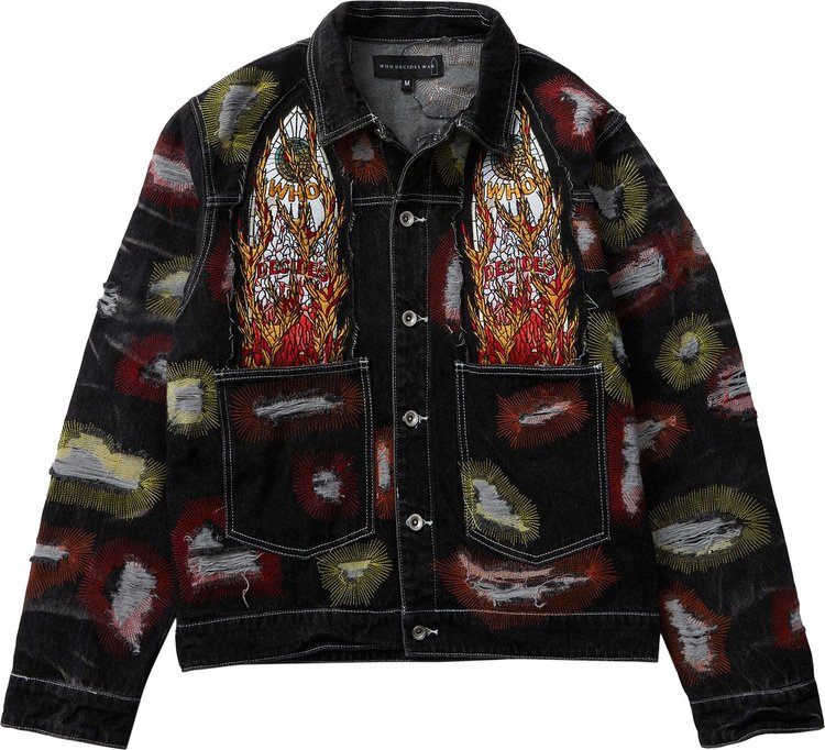 Who Decides War All Over Embroidery Trucker 'Multicolor'