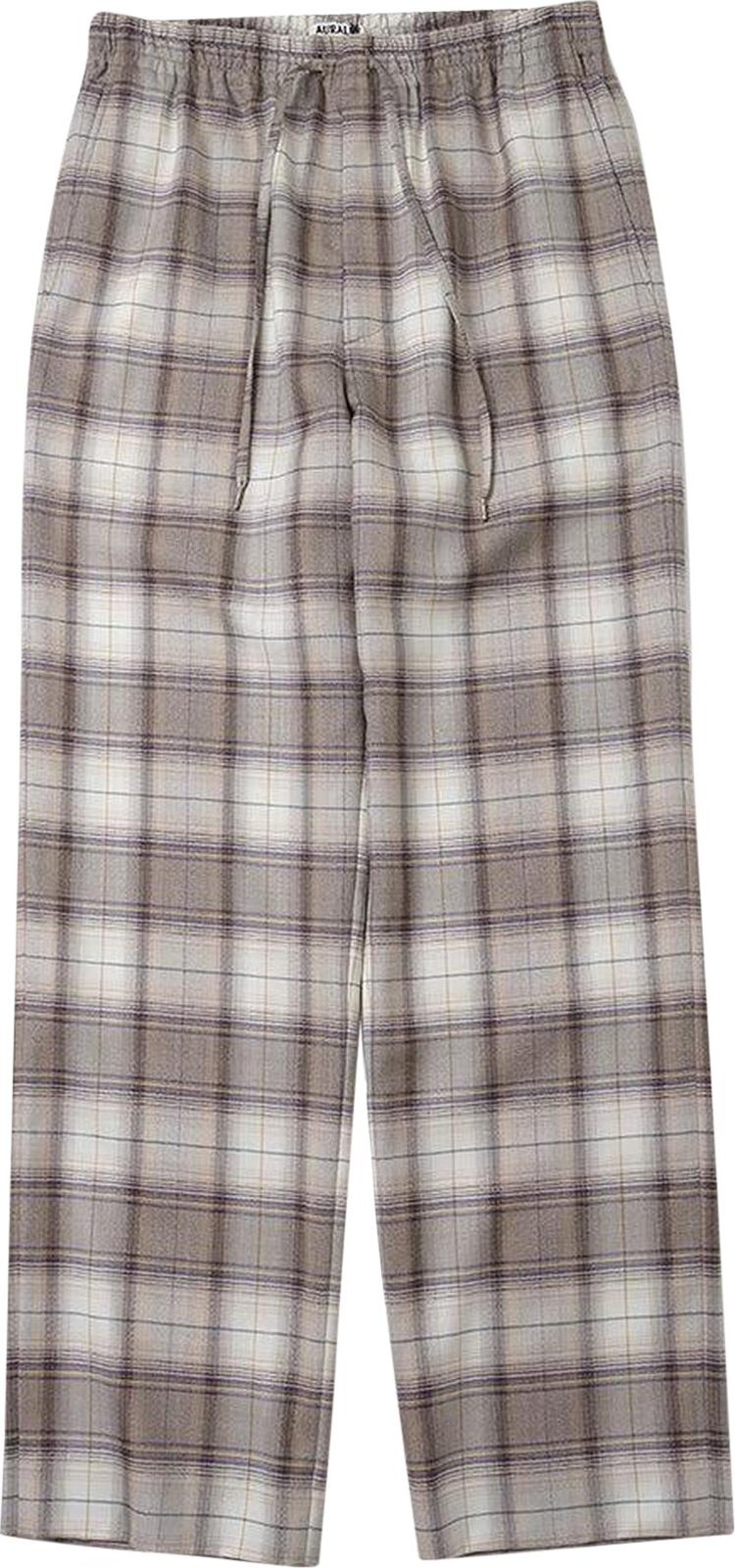 Auralee Super Light Wool Check Easy Slacks Brown