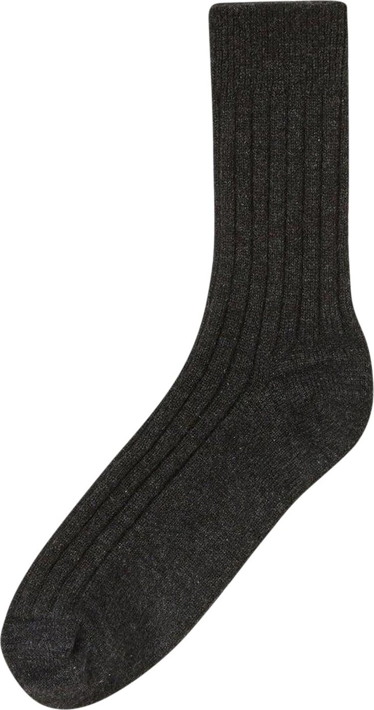 Auralee Cashmere Low Gauge Socks 'Charcoal'