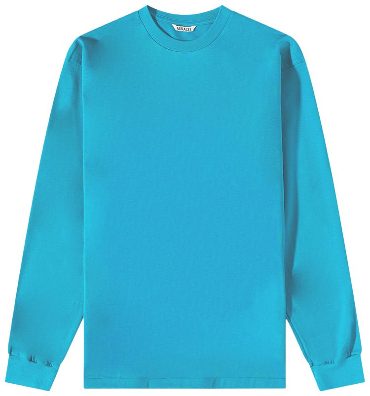 Auralee Luster Plaiting Long Sleeve Tee Teal Green