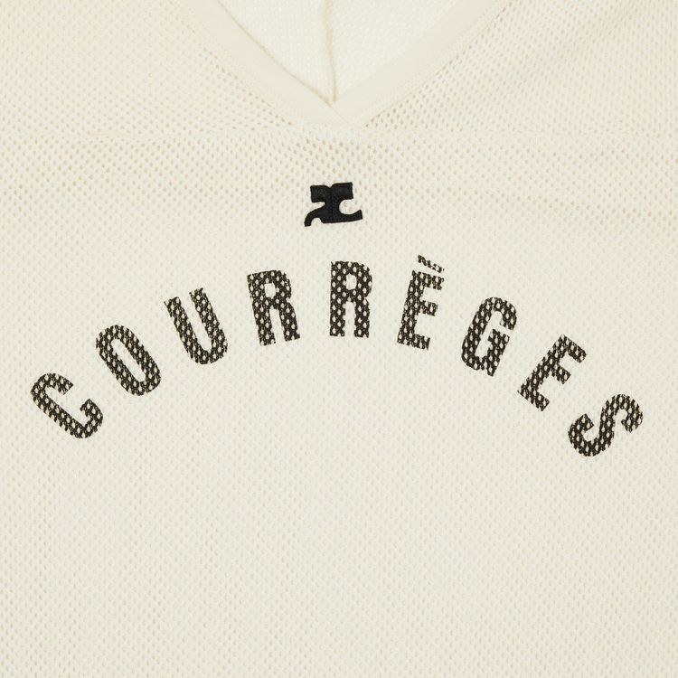 Courreges Baseball Printed Mesh T Shirt Natural