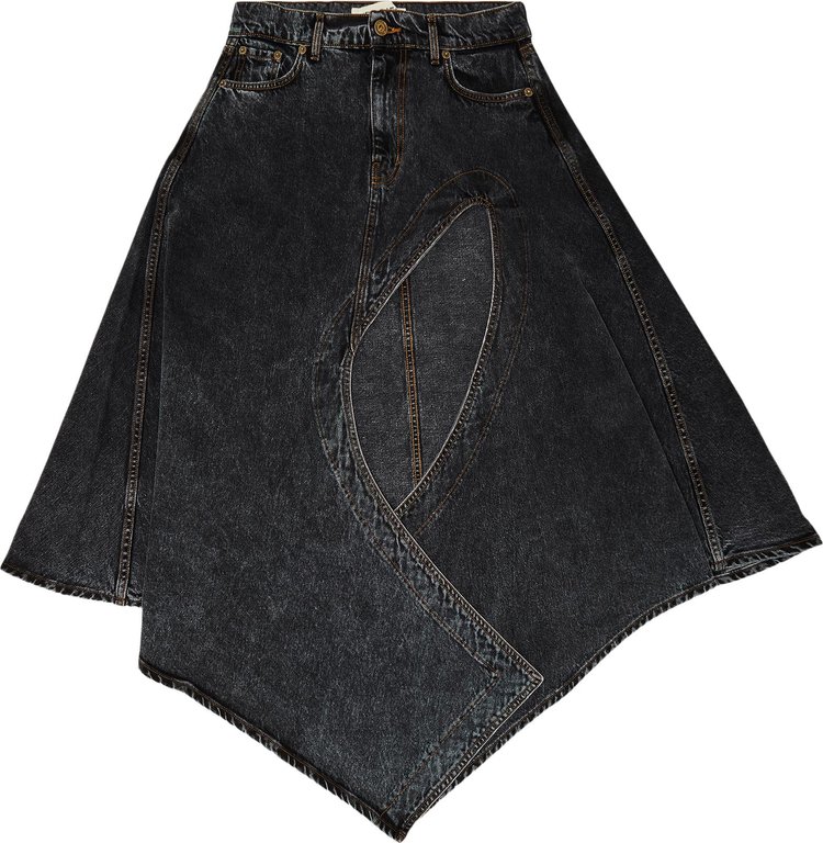 Y/Project Evergreen Cut Out Denim Skirt 'Vintage Black'