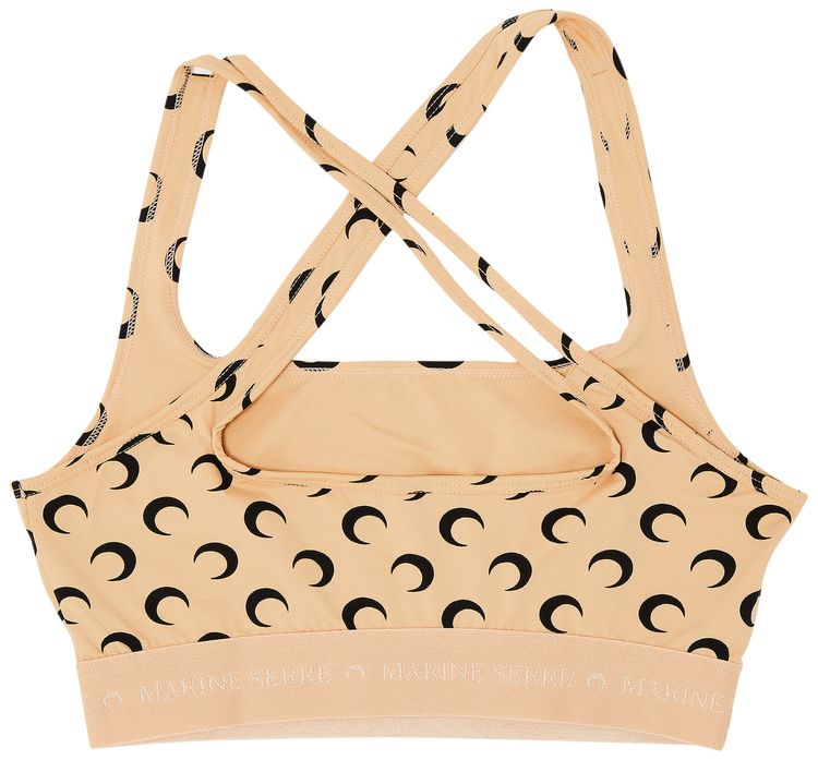 Marine Serre Regenerated All Over Moon Jersey Sport Bra Tan
