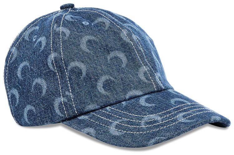 Marine Serre Regenerated Deadstock Denim Baseball Cap Blue Laser  Wash