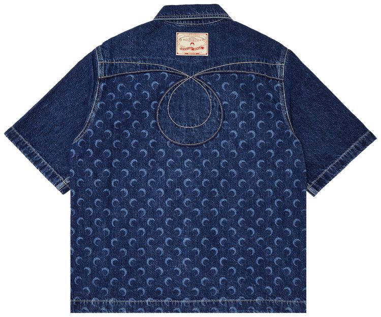 Marine Serre Deadstock Denim Workwear Shirt Blue
