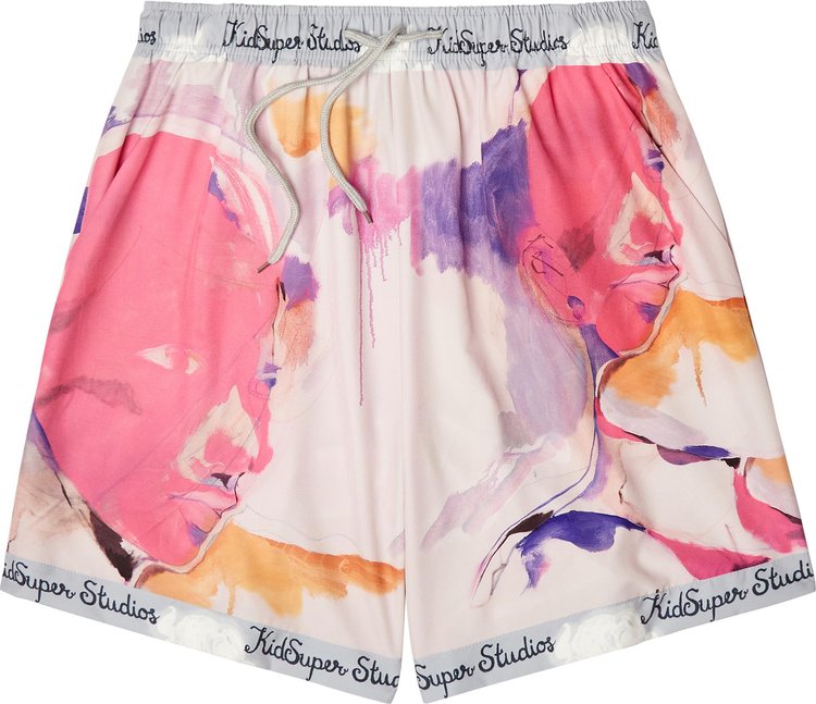 KidSuper Printed Shorts 'White/Multicolor/ Pink'