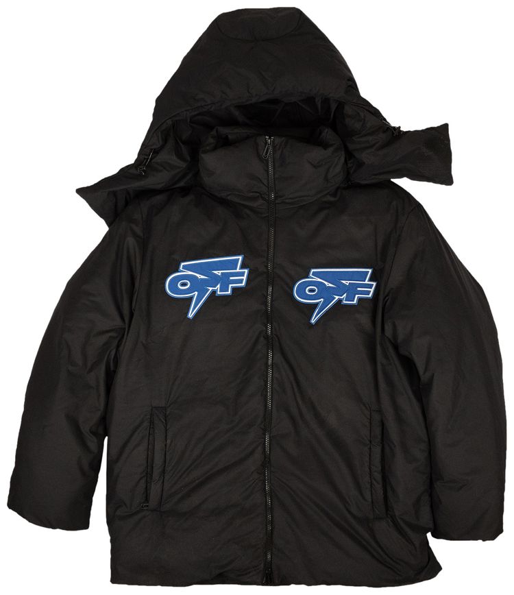 Off White Thunder Hooded Down Puffer BlackBlue