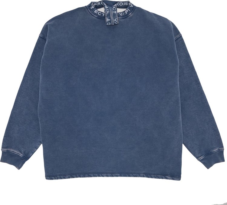 YProject Triple Collar Sweatshirt BlueAcid Wash