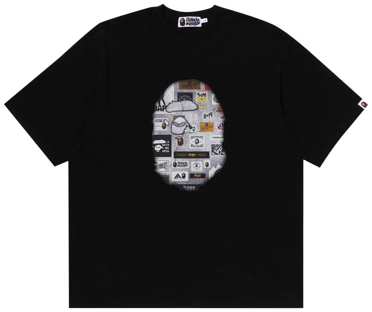 BAPE Multi Logo Big Ape Head Relaxed Fit Tee Black