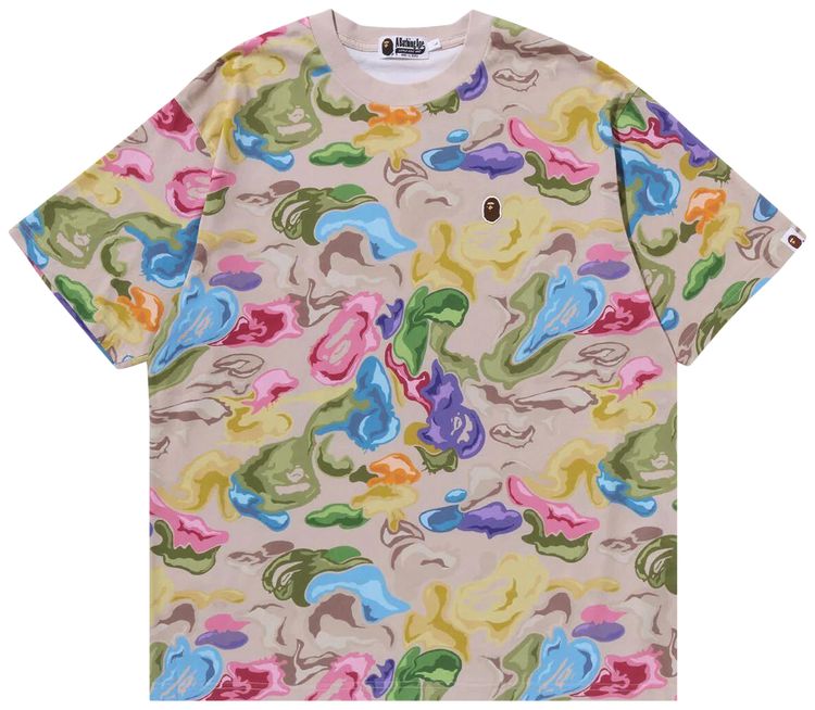BAPE Art Camo Ape Head One Point Tee Multicolor