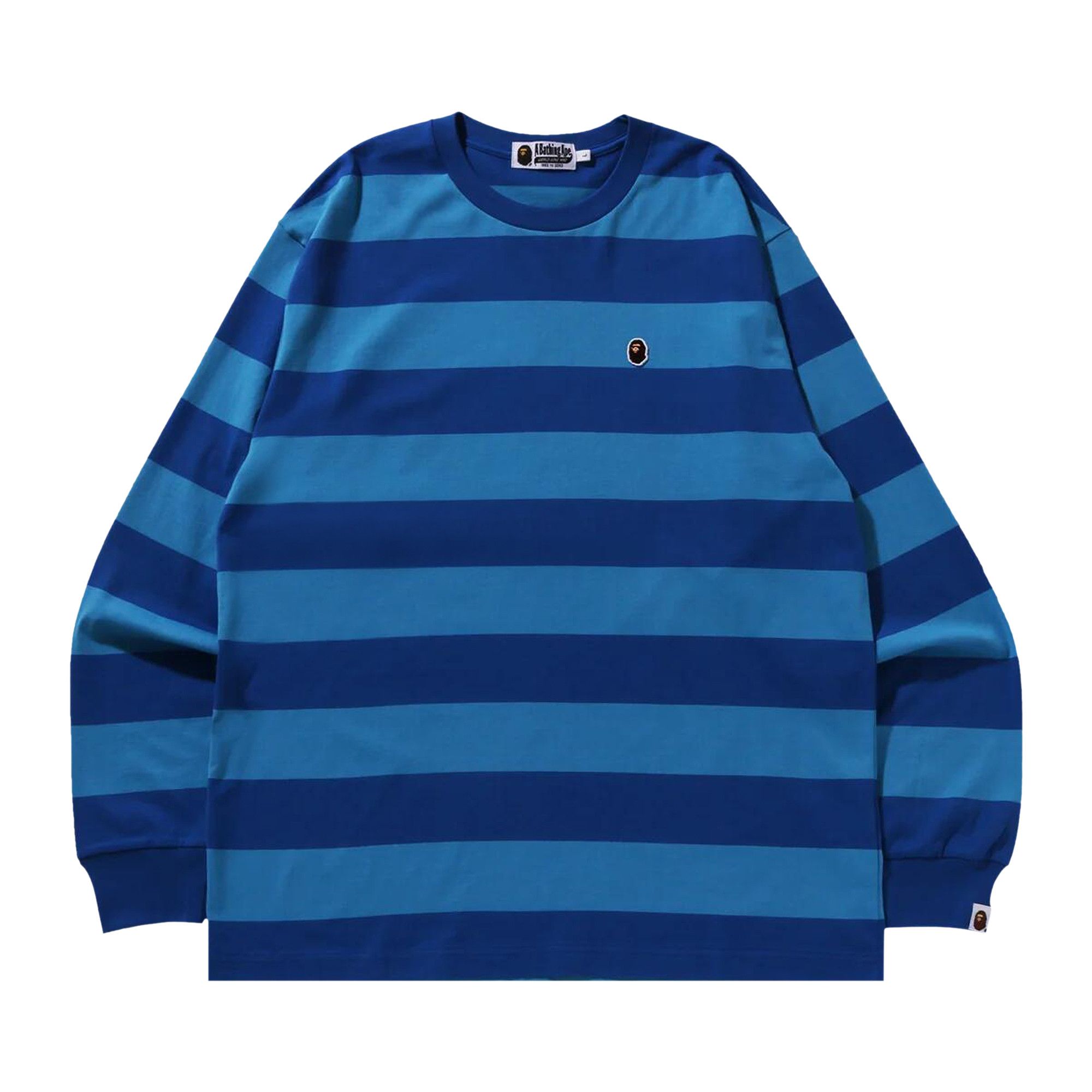 Buy BAPE Ape Head One Point Hoop Long-Sleeve Tee 'Blue' - 1J80 111