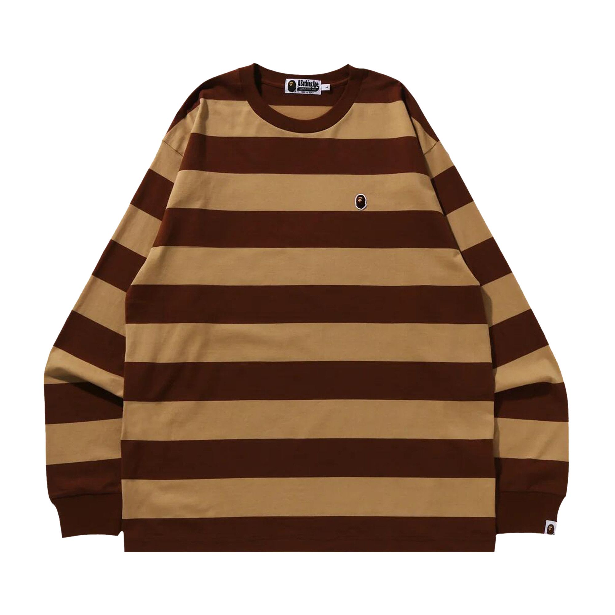 Buy BAPE Ape Head One Point Hoop Long-Sleeve Tee 'Brown' - 1J80
