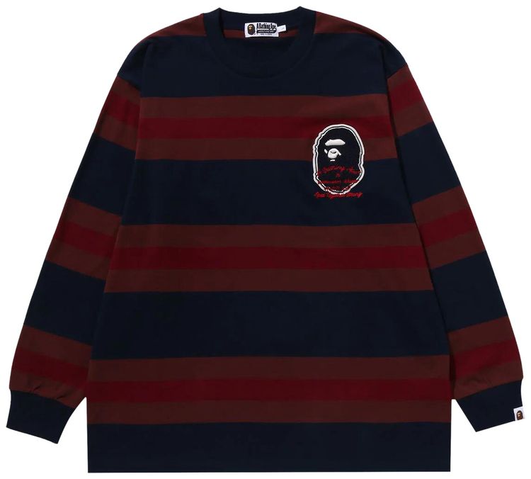 BAPE Badge Hoop Long Sleeve Tee Navy