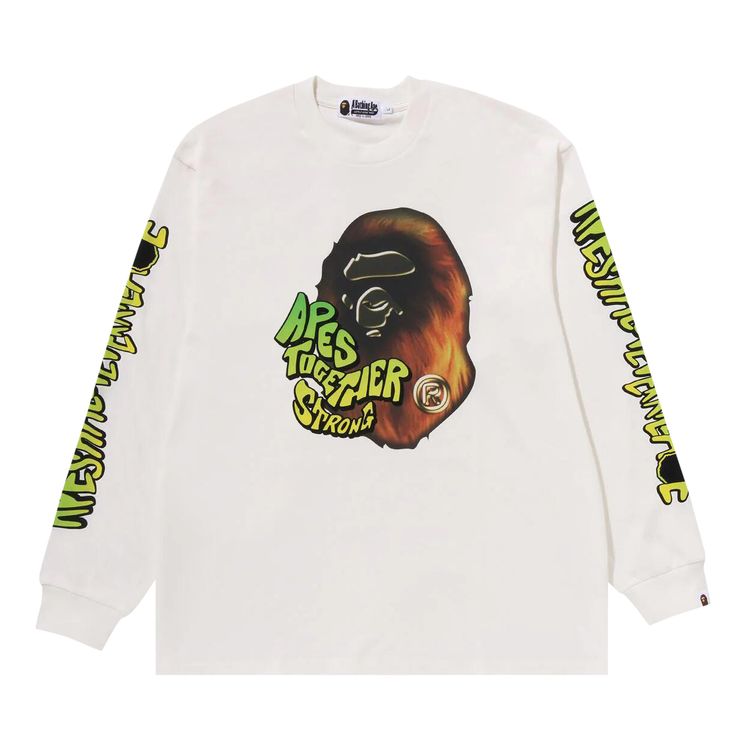 BAPE Sport Graphic Long Sleeve Tee White