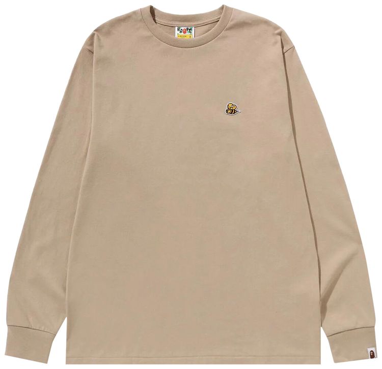 BAPE Bee One Point Long Sleeve Tee Beige