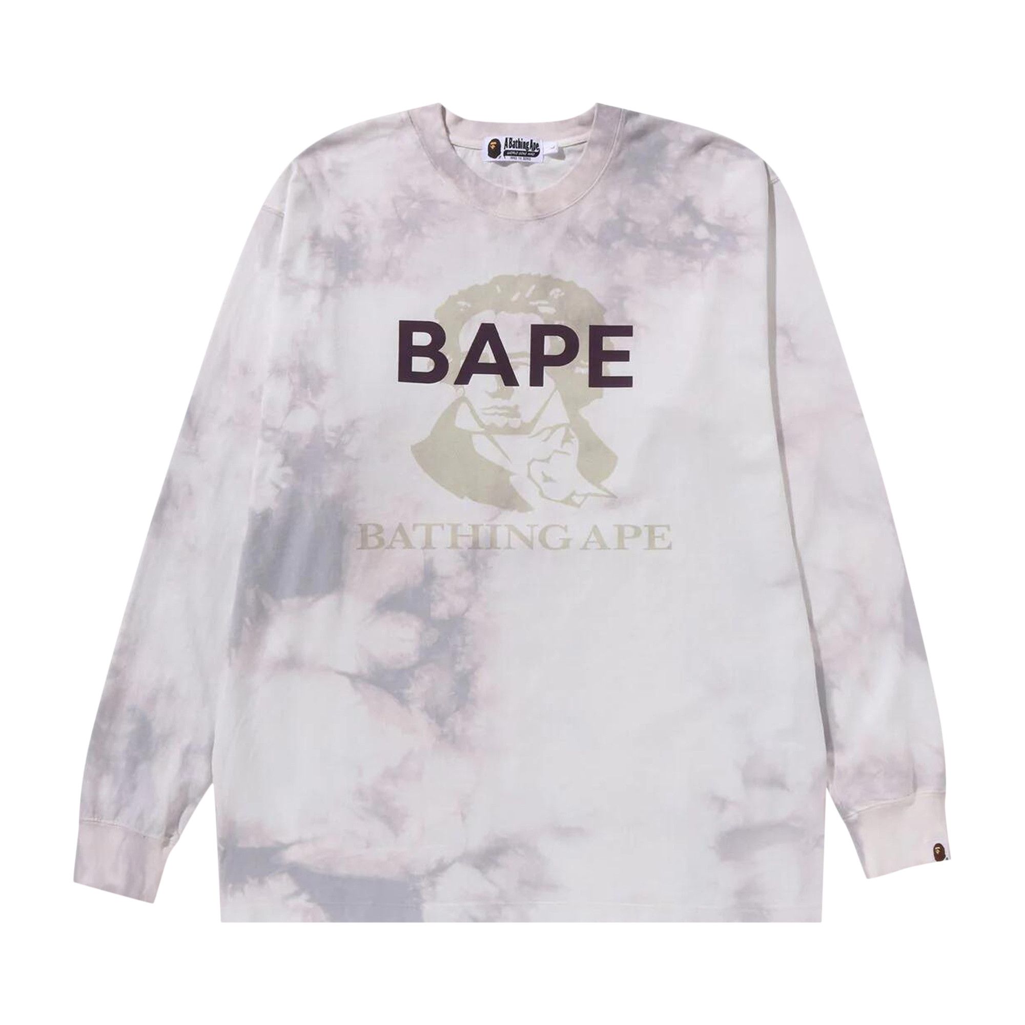 Buy BAPE Tie Dye Bathing Ape Long-Sleeve Tee 'White' - 1J80 111