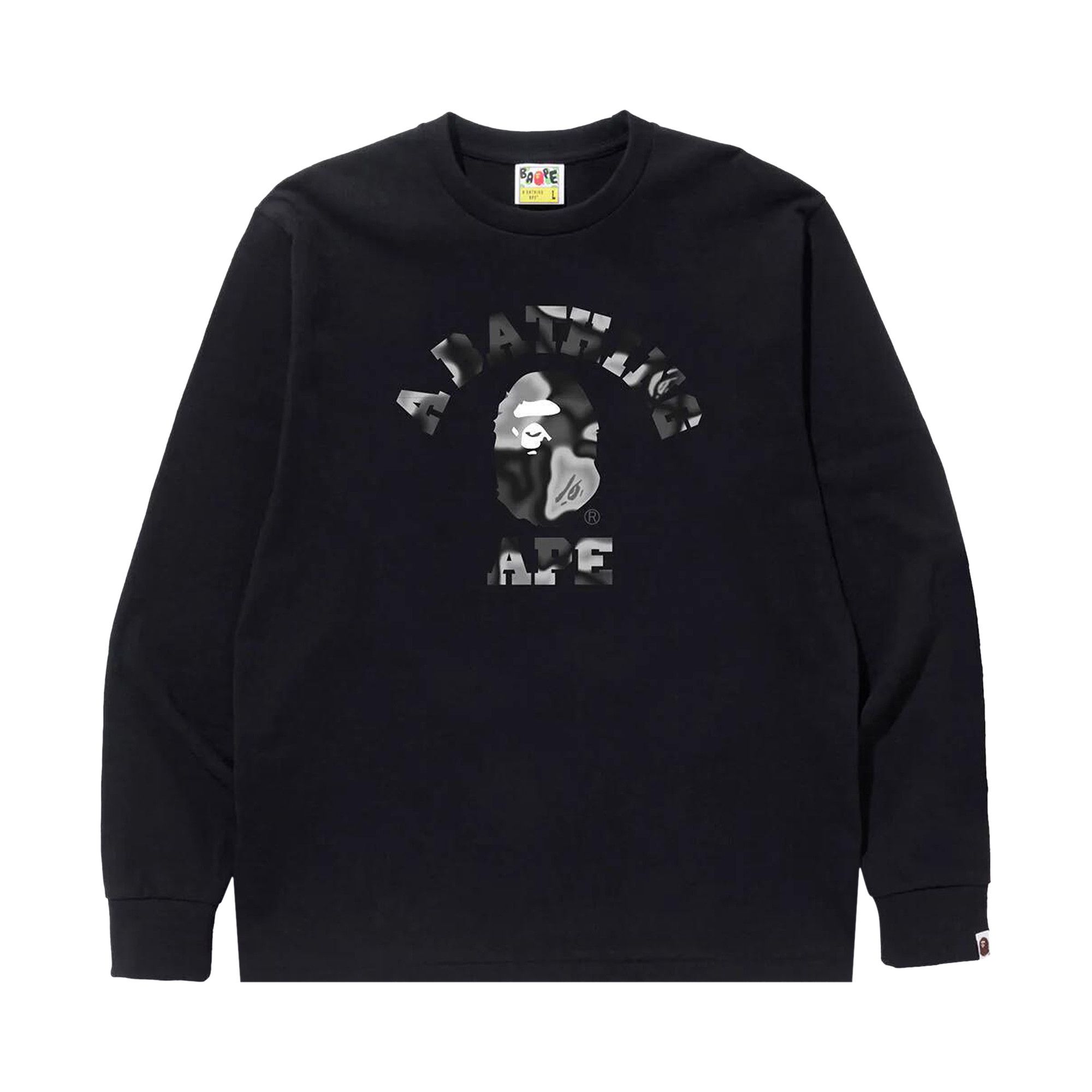 Buy BAPE Liquid Camo College Long-Sleeve Tee 'Black' - 1K30