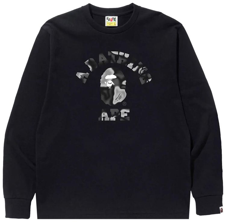 BAPE Liquid Camo College Long Sleeve Tee Black