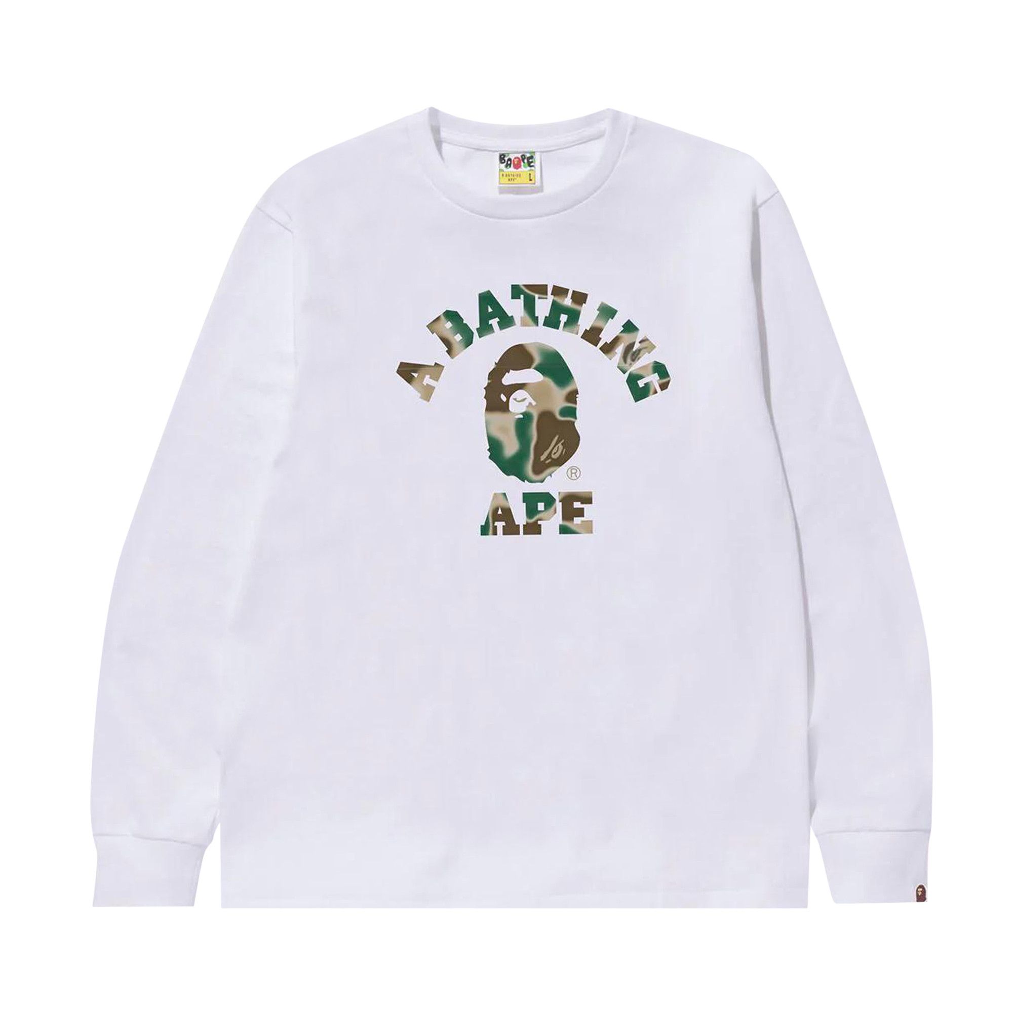 トップス APE Liquid Camo College Long Sleeve Buy BAPE Liquid Camo College Long-Sleeve Tee 'White' - 1K30