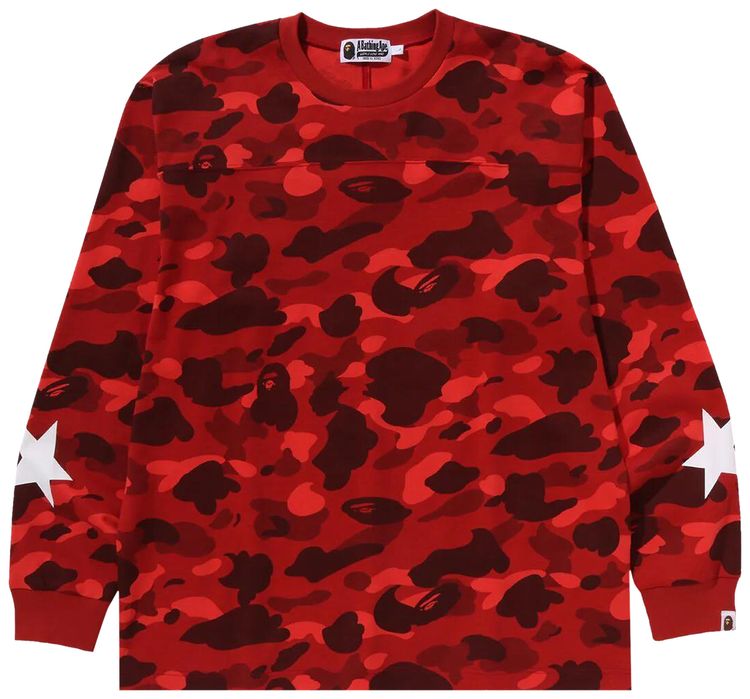 BAPE Color Camo Relaxed Fit Long Sleeve Tee Red