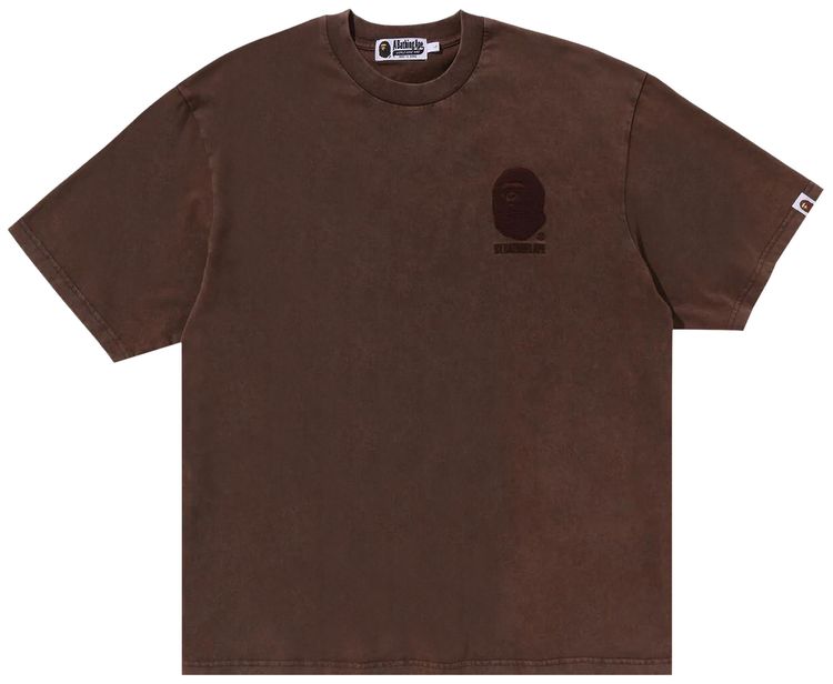 BAPE Ape Head One Point Acid Wash Relaxed Fit Tee Brown