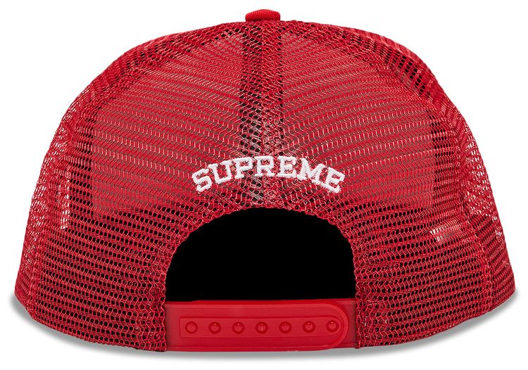 Supreme Black Cat Mesh Back 5 Panel Red