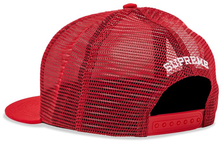 Supreme Black Cat Mesh Back 5 Panel Red