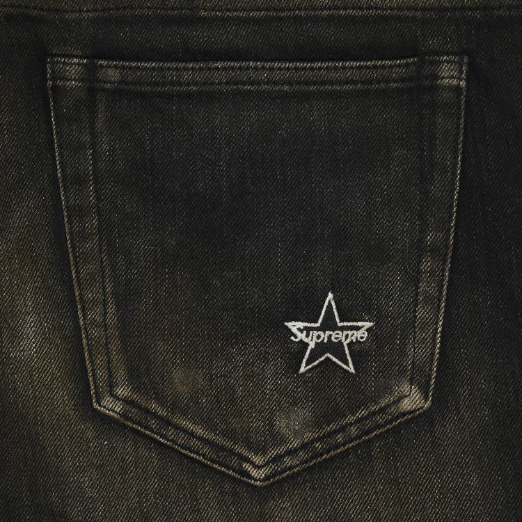 Supreme Distressed Loose Fit Selvedge Jean Washed Black