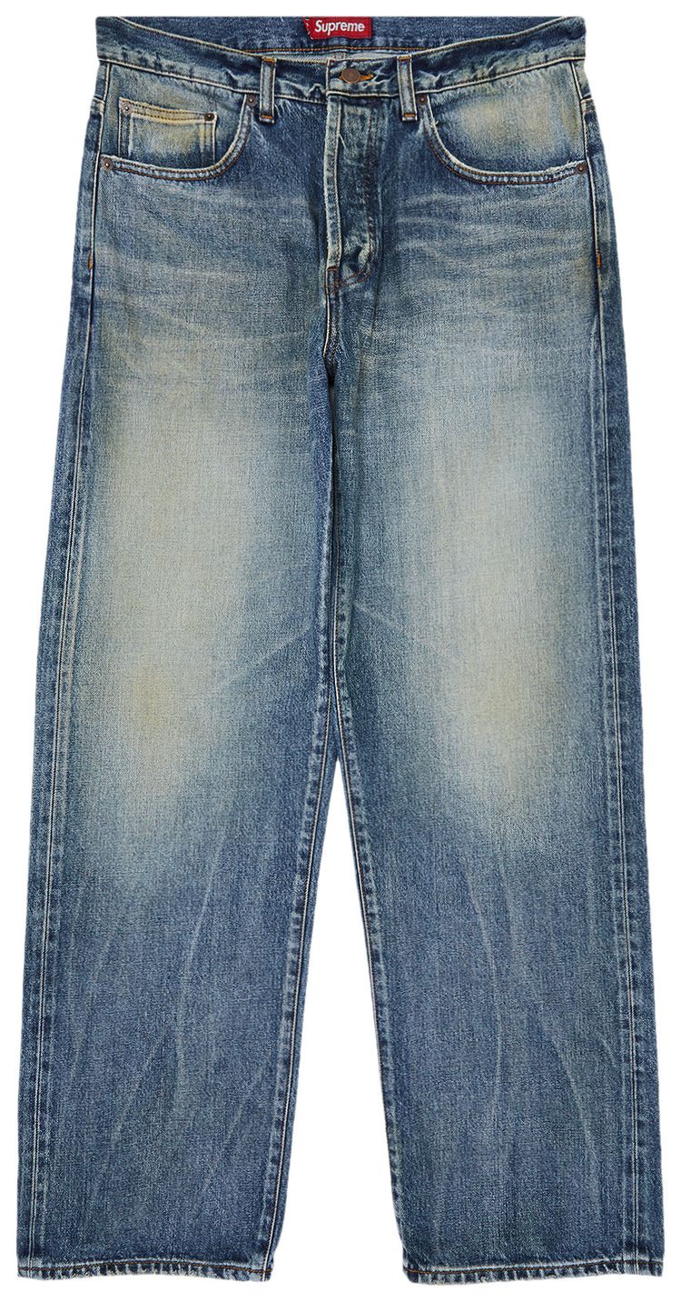 Supreme Distressed Loose Fit Selvedge Jean Washed Indigo
