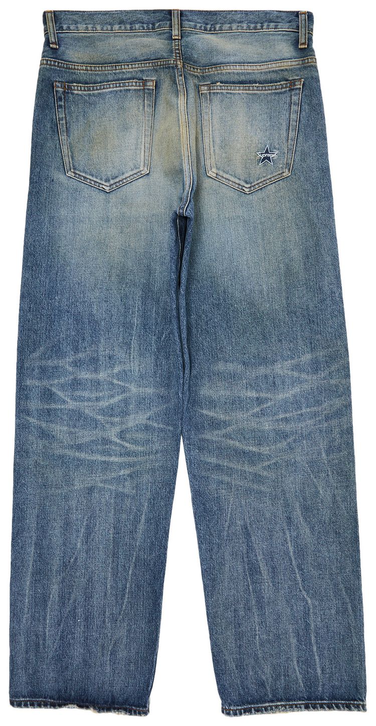 Supreme Distressed Loose Fit Selvedge Jean Washed Indigo