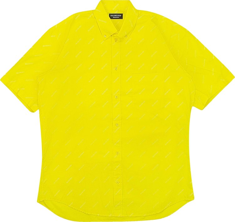 Balenciaga All Over Logo Shirt 'Yellow/White'