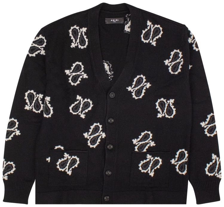 Amiri Paisley Cardigan BlackWhite