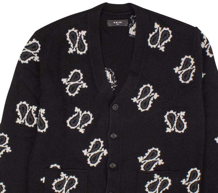 Amiri Paisley Cardigan BlackWhite