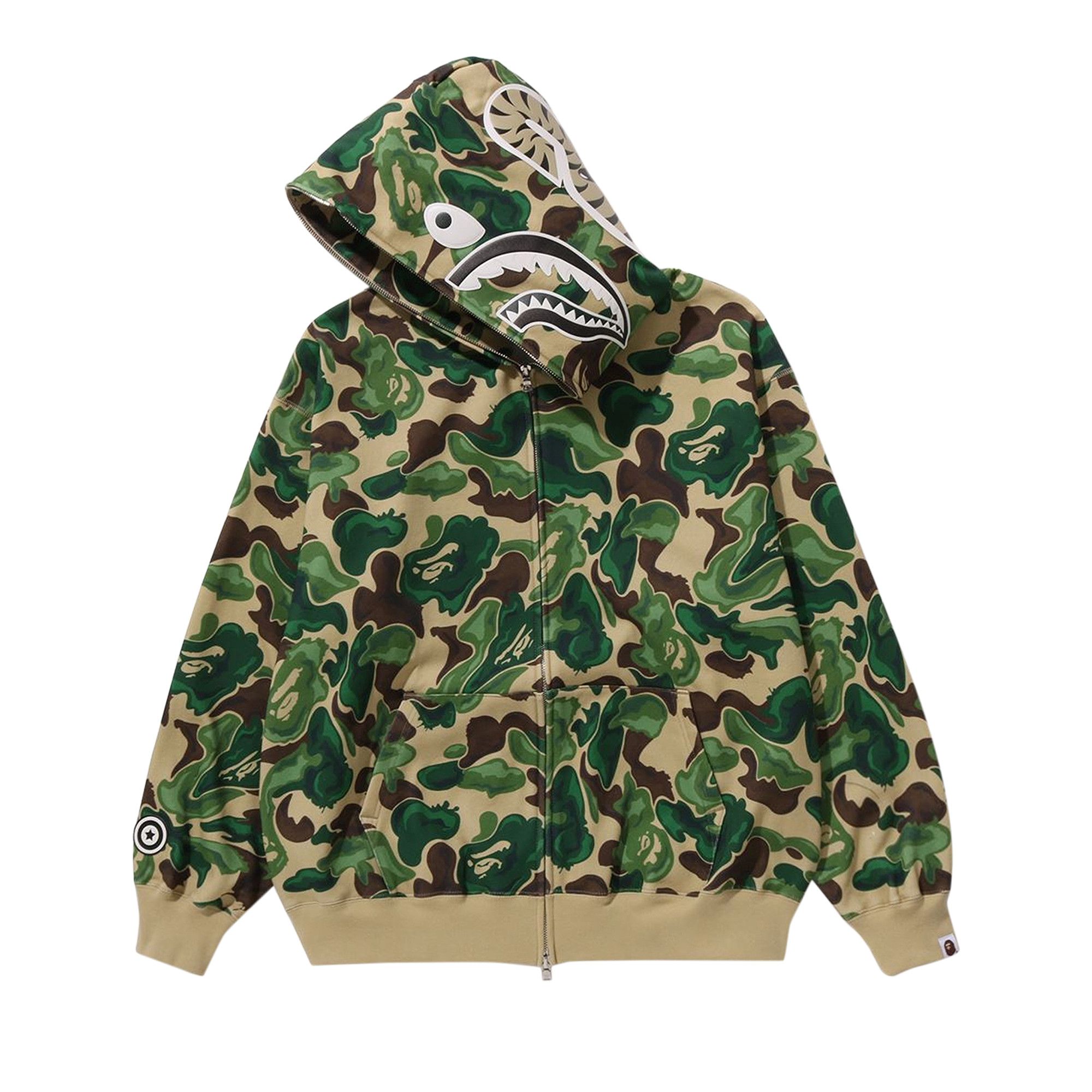 A Bathing Ape Bape Art Camo Shark Hoodie Green Green XL