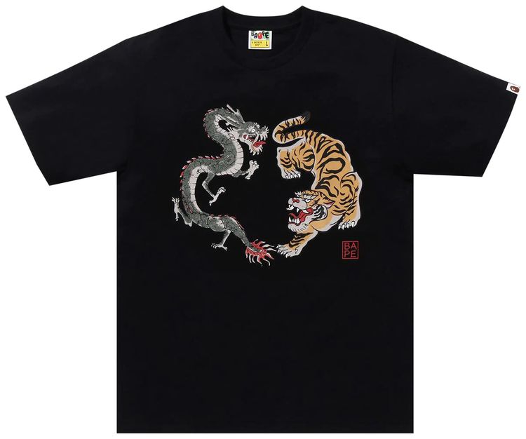 BAPE Japan Culture Tiger And Dragon Tee Black