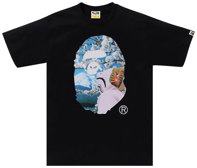 BAPE Sakura Ape Head Photo Tee 1 Black